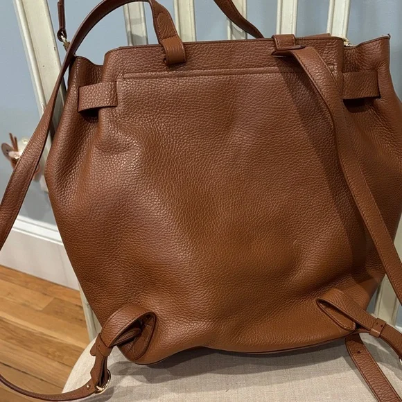 Cuyana Caramel Brown Pebbled Leather Backpack - Picture 6 of 13